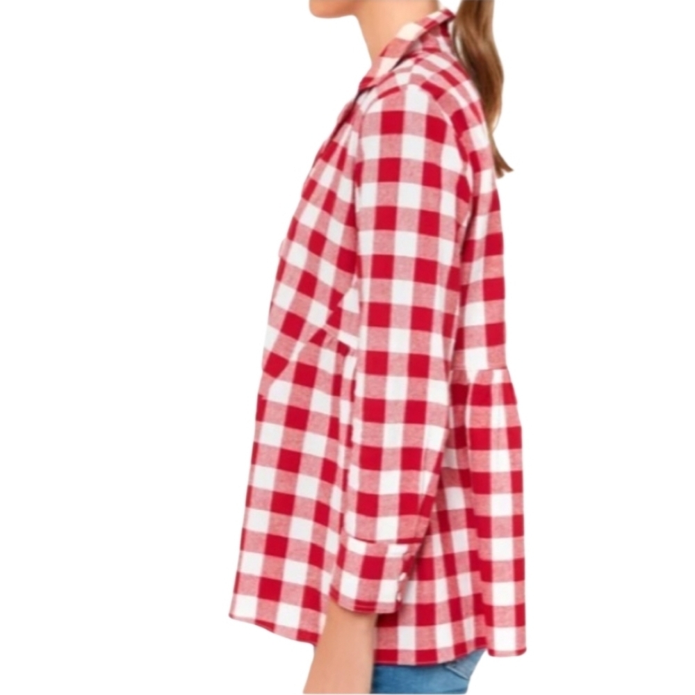Pomander Place Red and White Gingham Checkered Button Down Top Size XL - Picture 3 of 7